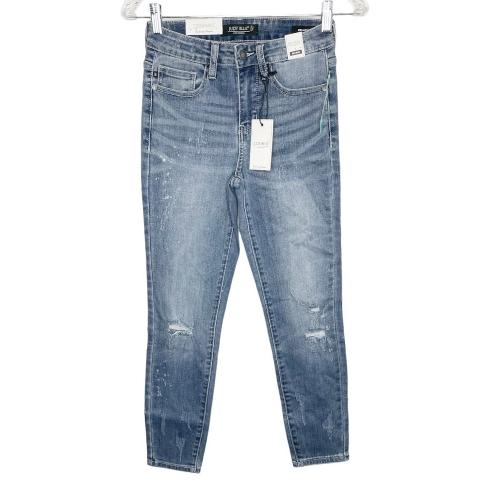 Judy Blue Adelene Girlfriend Relaxed Jean Distressed NWT